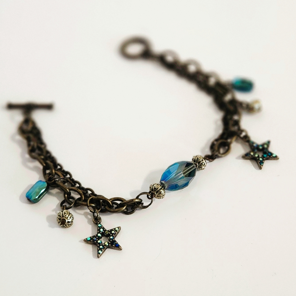 Bronze Antique Key Charm Bracelet, Authentic Key,